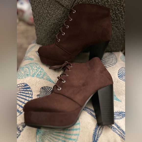 Suede Ankle Bootie Boots in Forest Green and Chocolate Brown $32.00 each - Picture 6 of 6